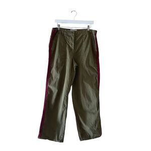 Zara Woman The Worker Straight Green / Red Y2K Wide Leg  10 # 1678